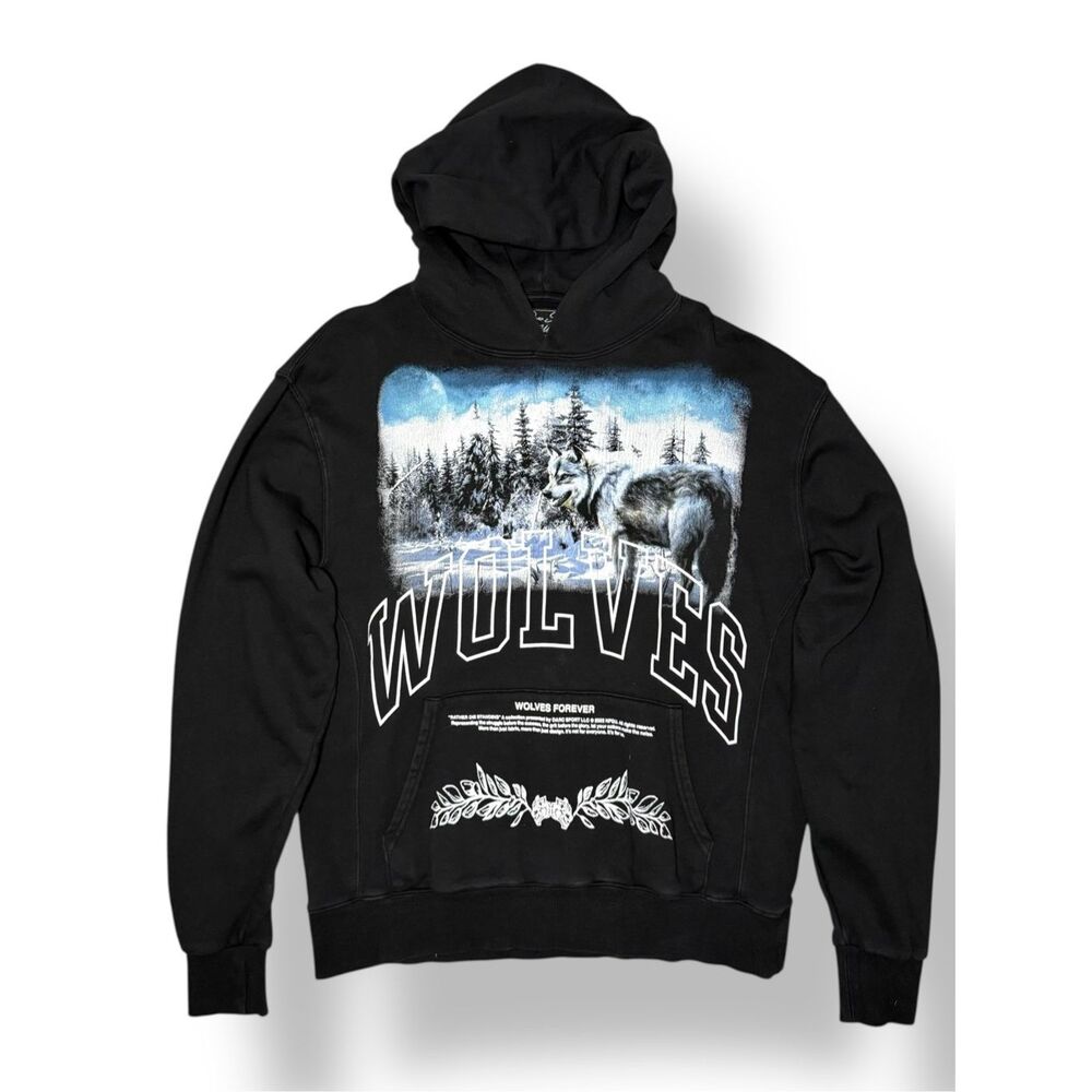 Darc Sport Into the Night VTG Pierce‎ Hoodie Small Black Wolves Heavyweight